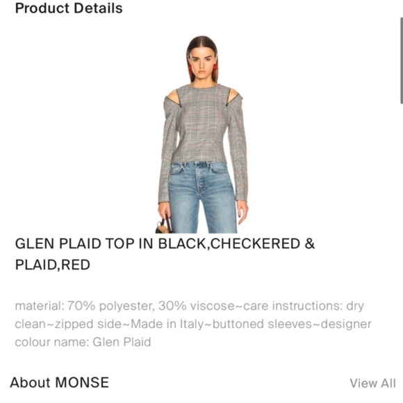 Monse Glen Plaid Top sz M - Picture 5 of 10